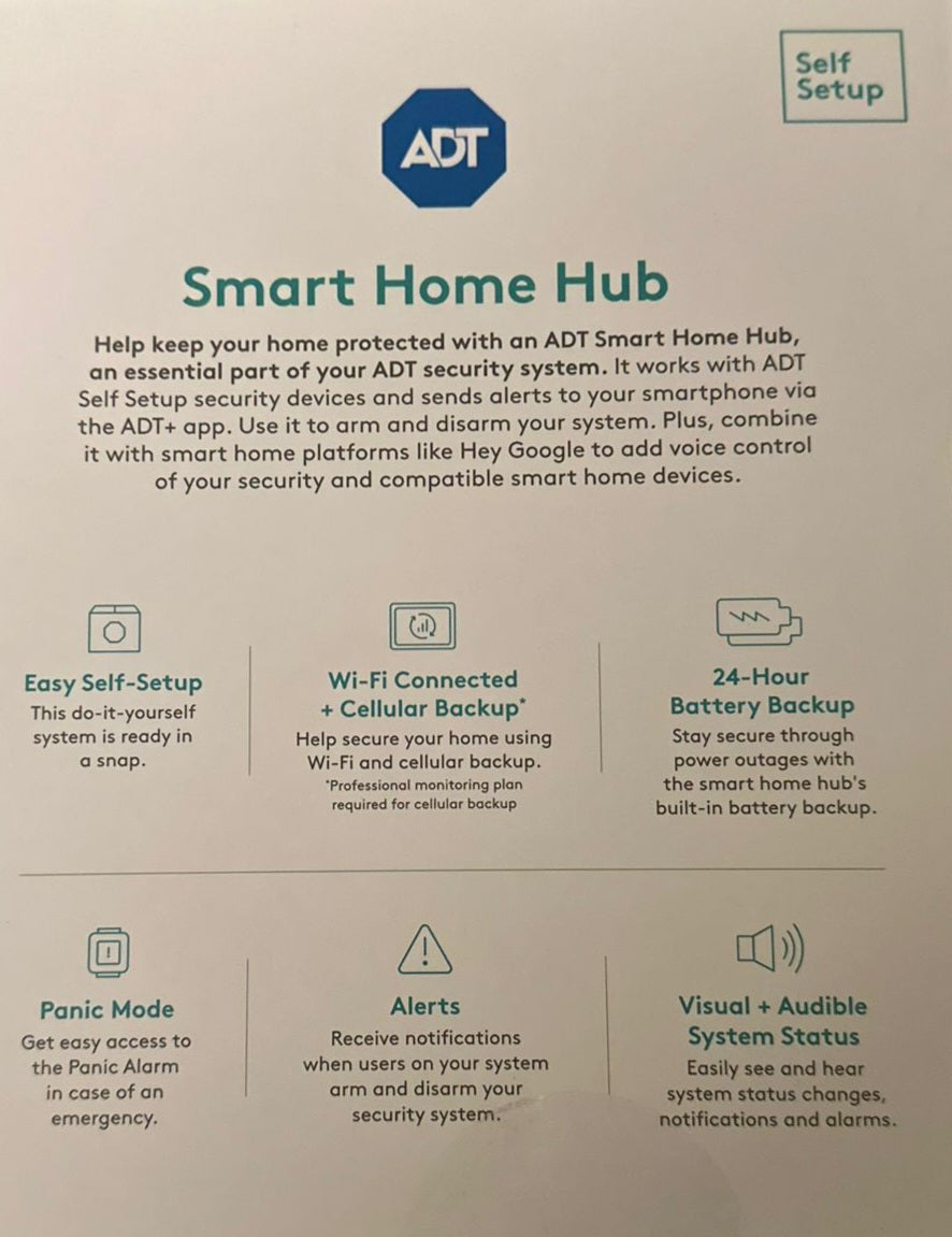 ADT Self Setup Smart Home Hub With Power Adaptor NEW